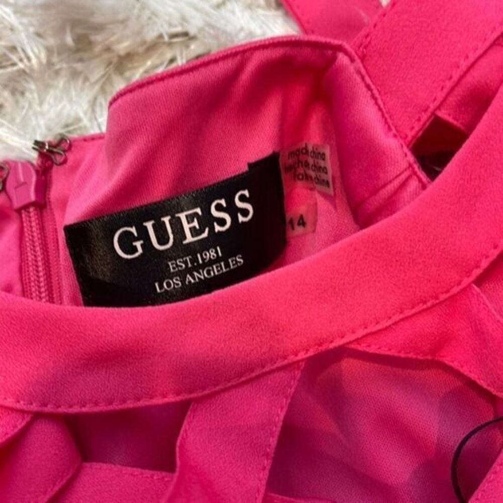 Guess Women's Lauren Pink Sleeveless Cage Yoke A-Line Dress Size 14 RefHHH - Picture 4 of 9